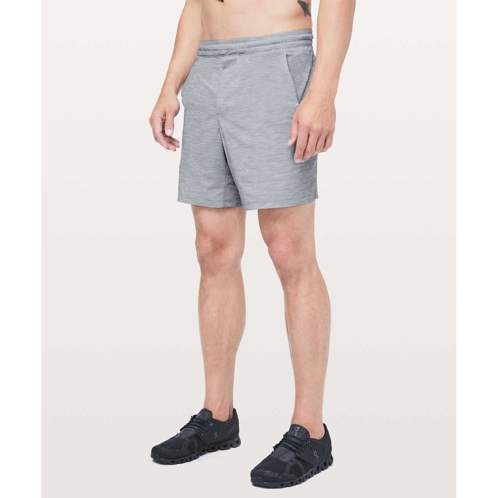 Lululemon Pace Breaker Shorts Mens Small Heather Light Gray Linerless 7" Workout